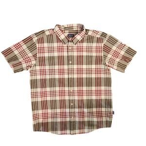 Patagonia Mens Plaid Cotton Short Sleeve Button Up Shirt Size L